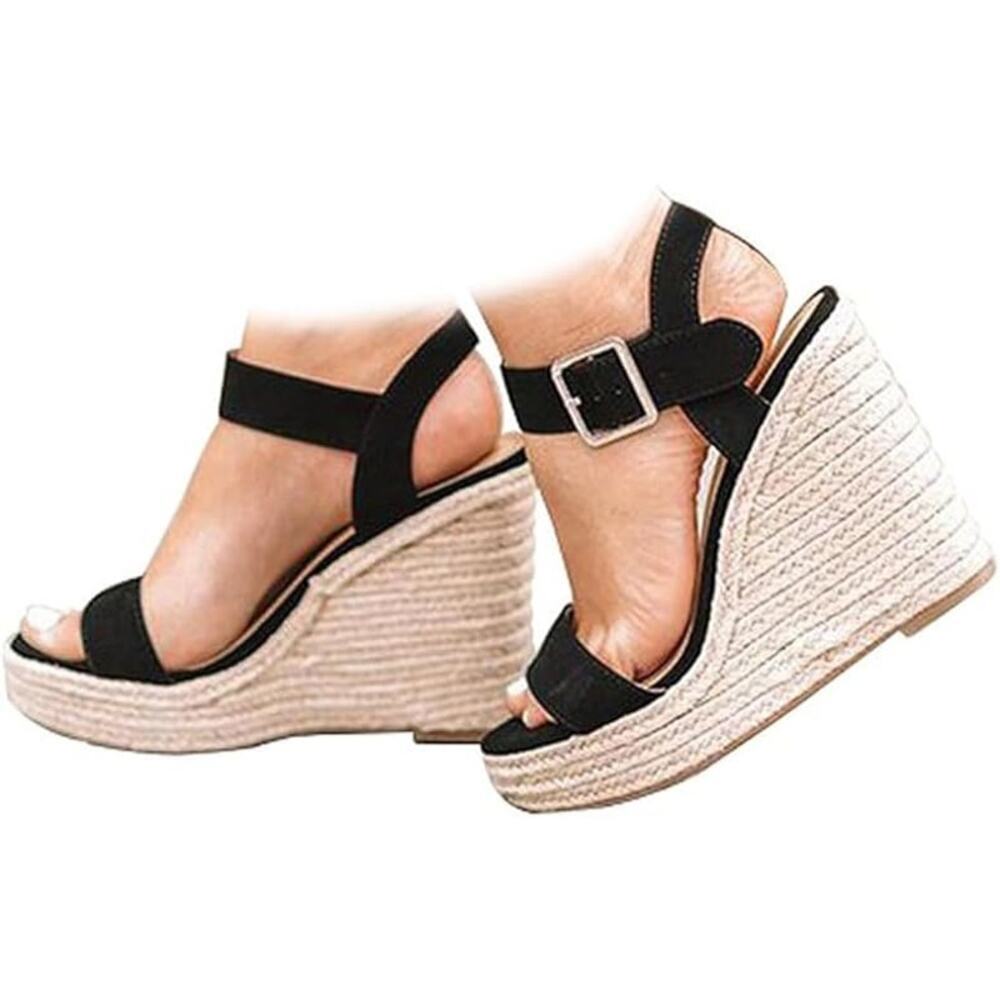 Black Wedge Sandals